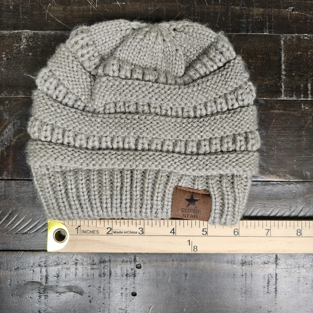 Lot‎ Of 3 Baby Toddler Winter Hats Blue Gray Brown Crochet Football